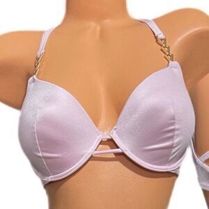 Victorias Secret Swim Gold Chain Strap Push Up Padded Racerback Bikini Top